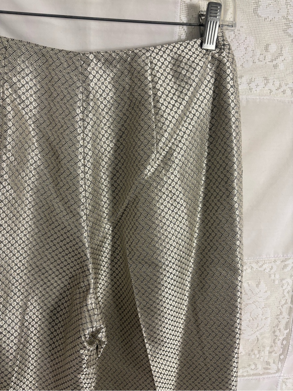 100% Silk Metallic Textured Boho Chic High Rise Dress Pants Size 6 - Picture 5 of 14